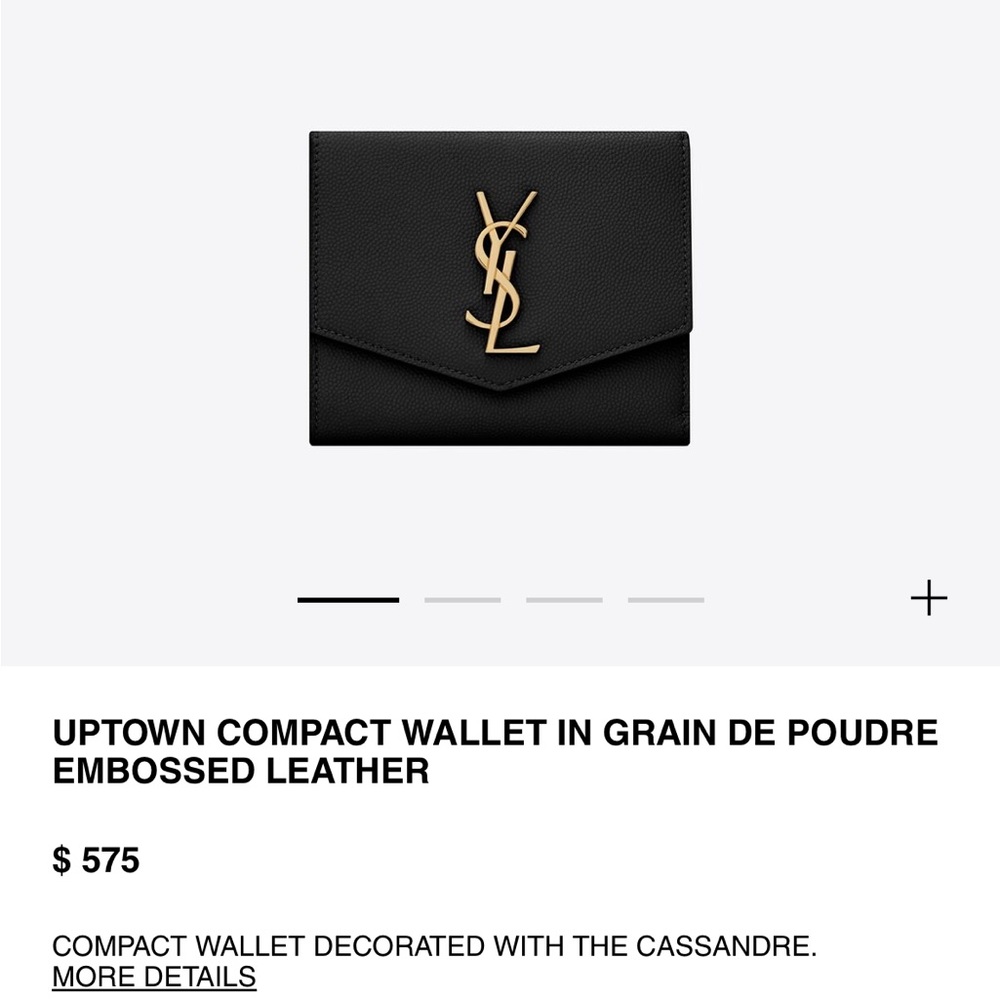 Saint Laurent Uptown Compact Wallet - GRAIN DE POUDRE EMBOSSED LEATHER